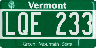 VT license plate LQE233