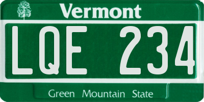 VT license plate LQE234