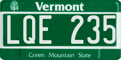 VT license plate LQE235