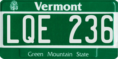 VT license plate LQE236