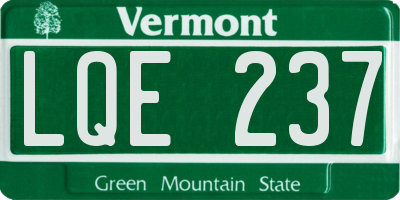 VT license plate LQE237