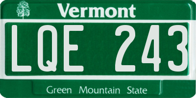 VT license plate LQE243
