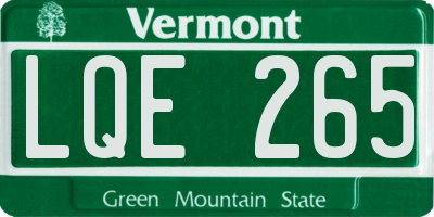 VT license plate LQE265