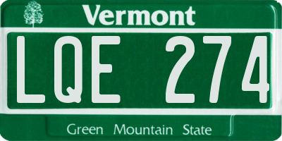 VT license plate LQE274