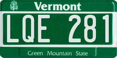 VT license plate LQE281
