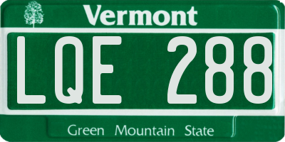 VT license plate LQE288