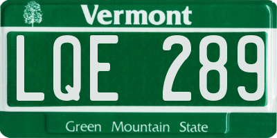 VT license plate LQE289