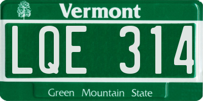 VT license plate LQE314