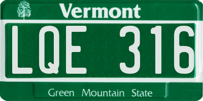 VT license plate LQE316