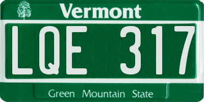 VT license plate LQE317