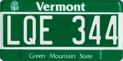 VT license plate LQE344