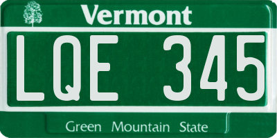 VT license plate LQE345