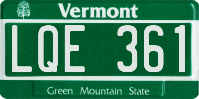 VT license plate LQE361