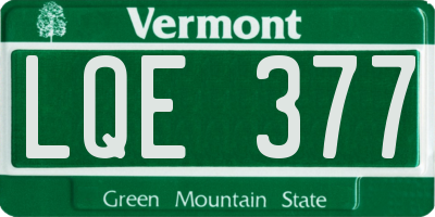 VT license plate LQE377