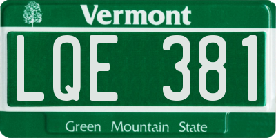 VT license plate LQE381