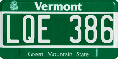 VT license plate LQE386