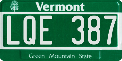 VT license plate LQE387