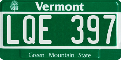 VT license plate LQE397