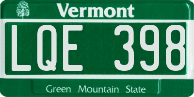 VT license plate LQE398