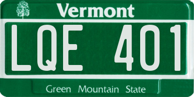 VT license plate LQE401