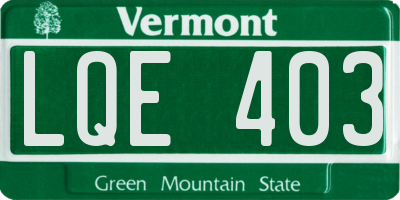 VT license plate LQE403