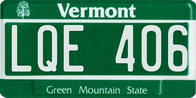 VT license plate LQE406