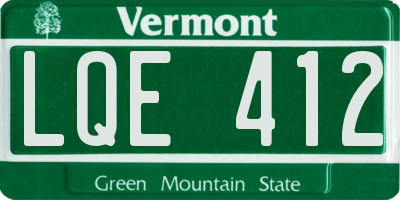 VT license plate LQE412