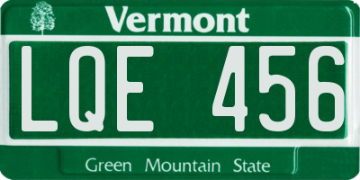 VT license plate LQE456