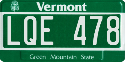 VT license plate LQE478