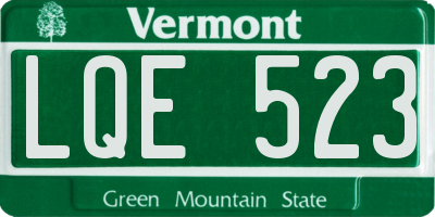 VT license plate LQE523