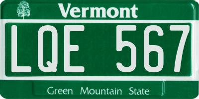 VT license plate LQE567