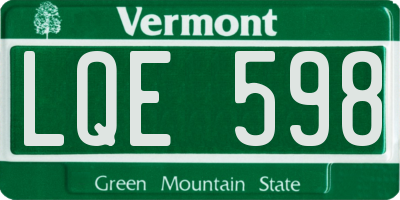 VT license plate LQE598