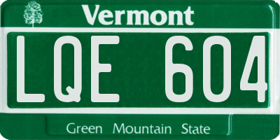 VT license plate LQE604