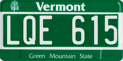 VT license plate LQE615