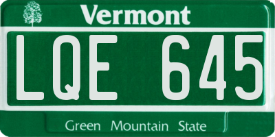VT license plate LQE645