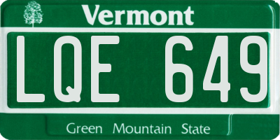 VT license plate LQE649