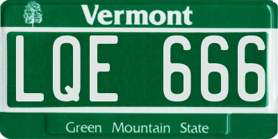 VT license plate LQE666