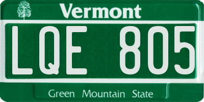 VT license plate LQE805