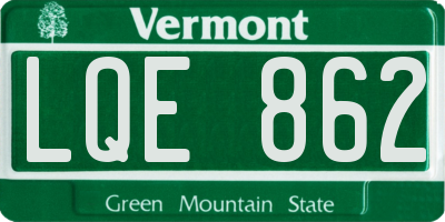 VT license plate LQE862