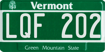 VT license plate LQF202