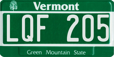VT license plate LQF205