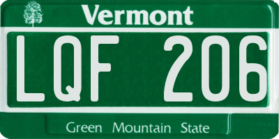 VT license plate LQF206