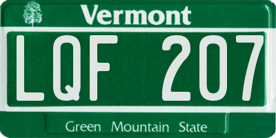 VT license plate LQF207
