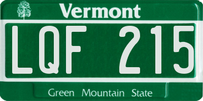 VT license plate LQF215