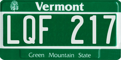 VT license plate LQF217