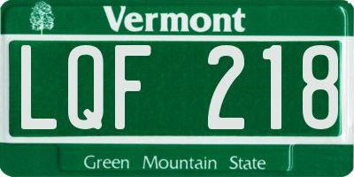 VT license plate LQF218