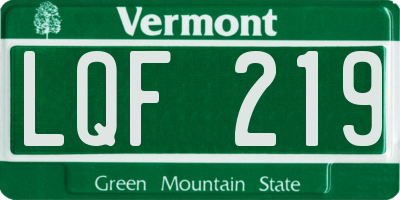 VT license plate LQF219