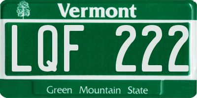 VT license plate LQF222