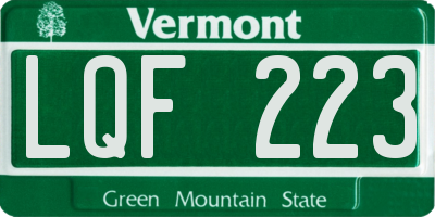 VT license plate LQF223