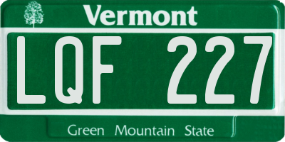 VT license plate LQF227